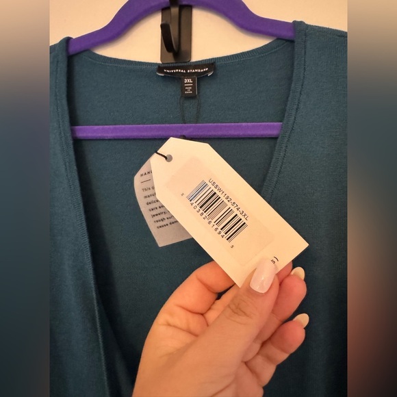 NEW Universal Standard Statement Wrap Sweater Blue Size 34 6x Cotton Blend NWT - Picture 4 of 9